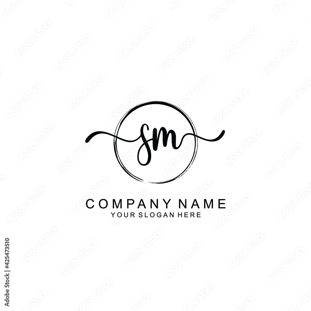 SM Initials handwritten minimalistic logo template vector SM Initials handwritten minimalistic logo template vector
