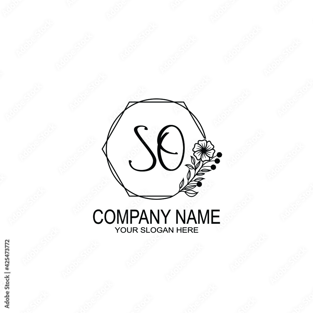 SO Initials handwritten minimalistic logo template vector SO Initials handwritten minimalistic logo template vector