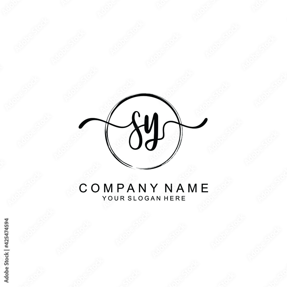 SY Initials handwritten minimalistic logo template vector SY Initials handwritten minimalistic logo template vector