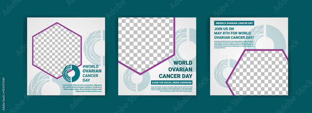 World ovarian cancer day. Cancer day. Social media templates for world ovarian cancer day. Banner vector for social media ads, web ads, business messages, discount flyers and big sale banners.