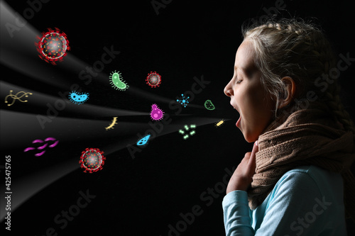 Ill coughing little girl on...