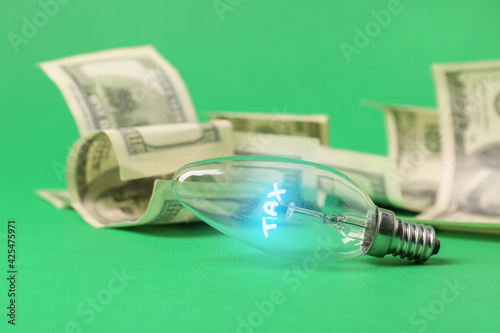 Light bulb with glowing wor...