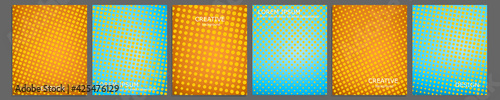 Set of vector cover notebook design. Abstract pop art dotted gradient template design for notebook paper, copybook brochures, book, magazine. Planner and diary cover for print