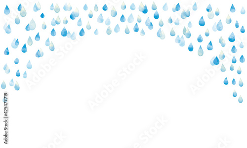 水彩風 雨ブルーアーチ フレームWatercolor Style Cute Rain Series:Rainy Blue Arch Frame