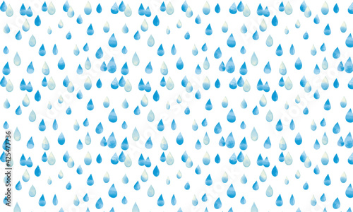 水彩風 雨 ブルーパターン Watercolor Style Cute Rain Series:Rain Blue Pattern