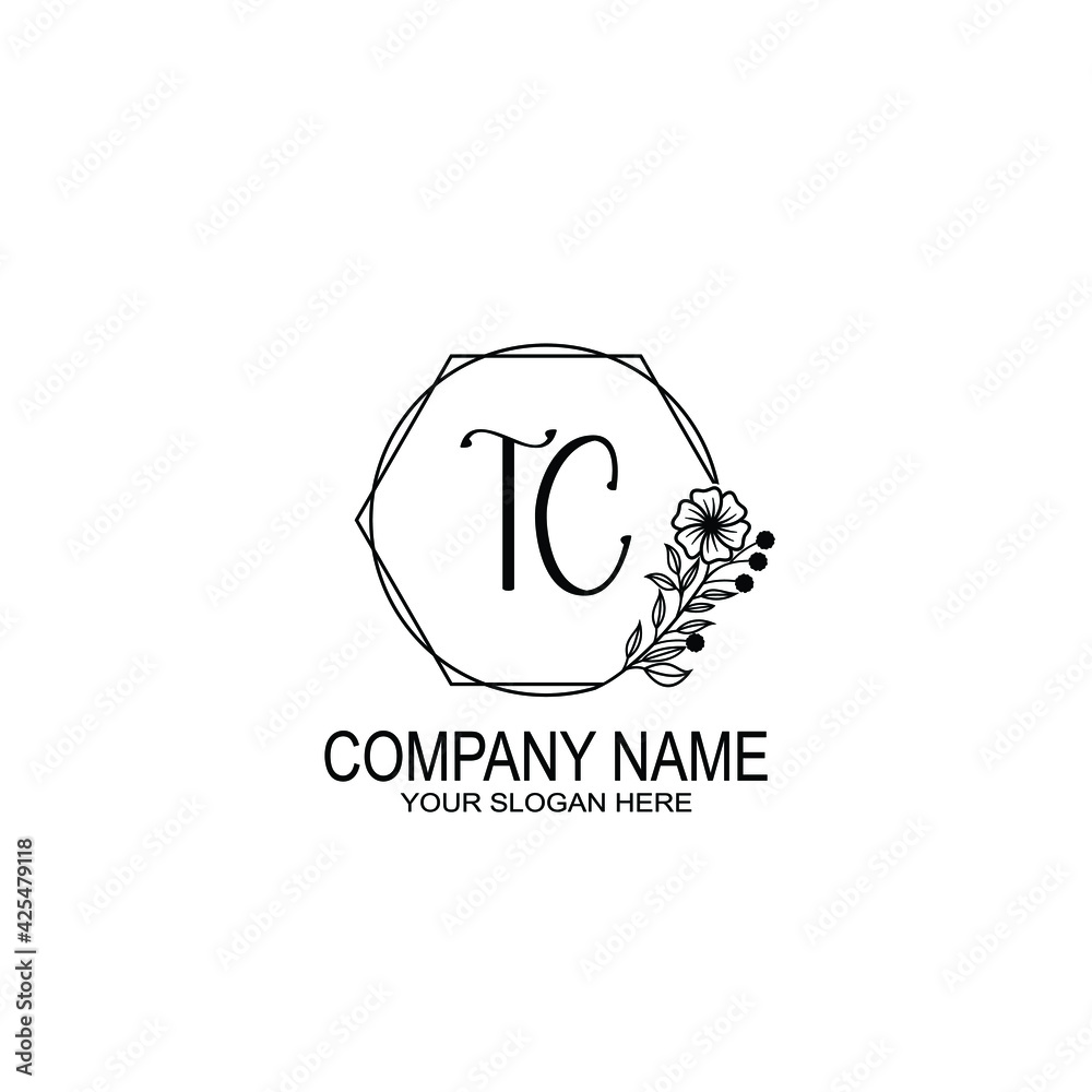 TC Initials handwritten minimalistic logo template vector TC Initials handwritten minimalistic logo template vector