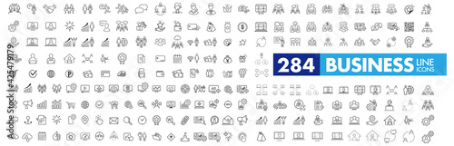 business contacts icons set vector