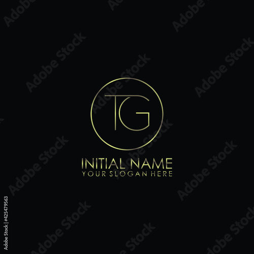 TG Initials handwritten minimalistic logo template vector