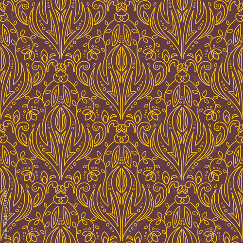 Seamless texture with filigree arabic ornament. Vector vintage pattern. Oriental design for textile and cloth