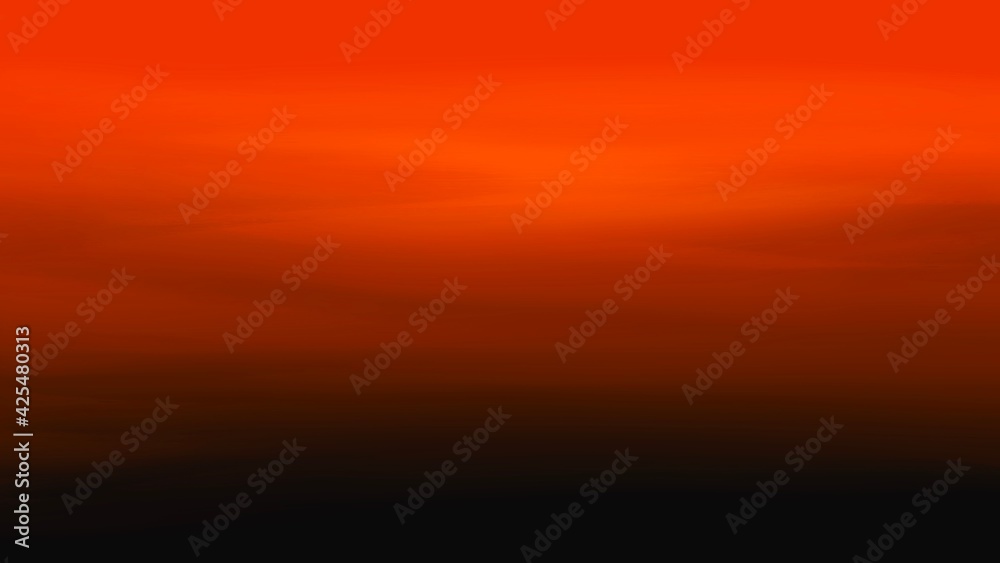 Orange clouds sunset sky and mountians illustration background.
