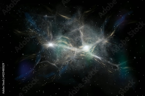 Fototapeta Naklejka Na Ścianę i Meble -  Nebula bright stars in outer space and an interstellar cloud of dust.