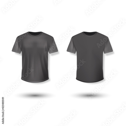 Shirt mock up set. T-shirt template. Black, gray and white version, front design.