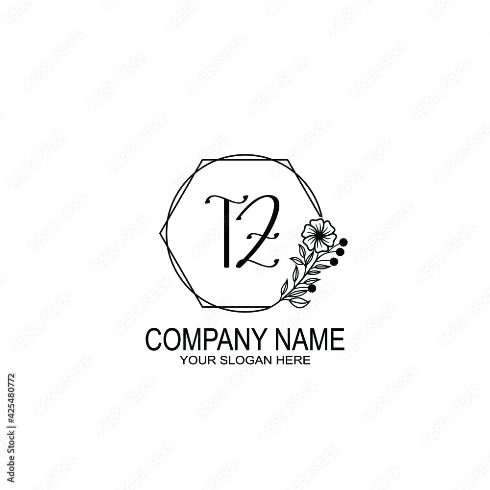 TZ Initials handwritten minimalistic logo template vector TZ Initials handwritten minimalistic logo template vector