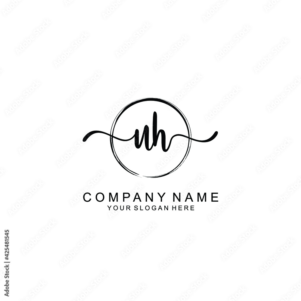 UH Initials handwritten minimalistic logo template vector UH Initials handwritten minimalistic logo template vector