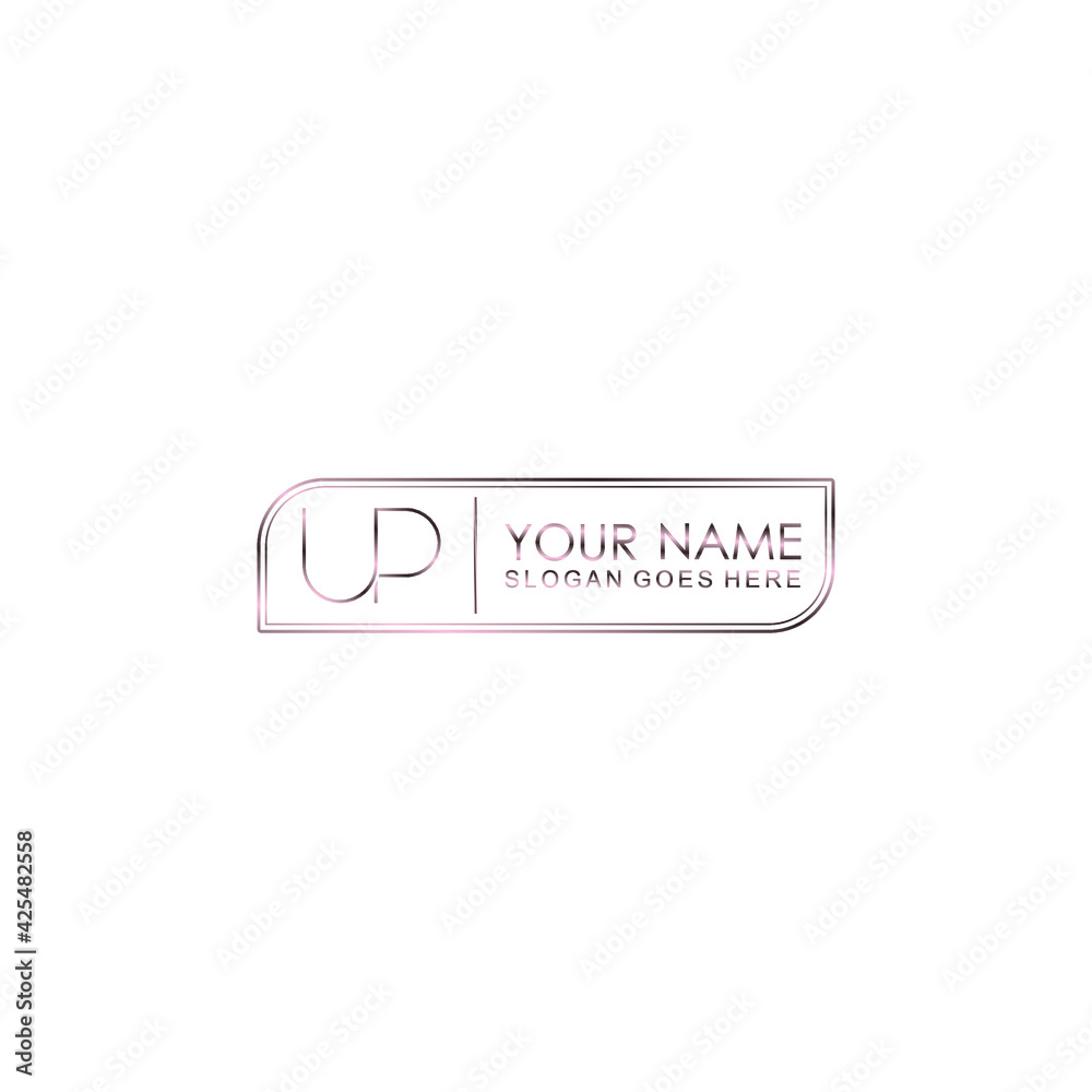 UP Initials handwritten minimalistic logo template vector