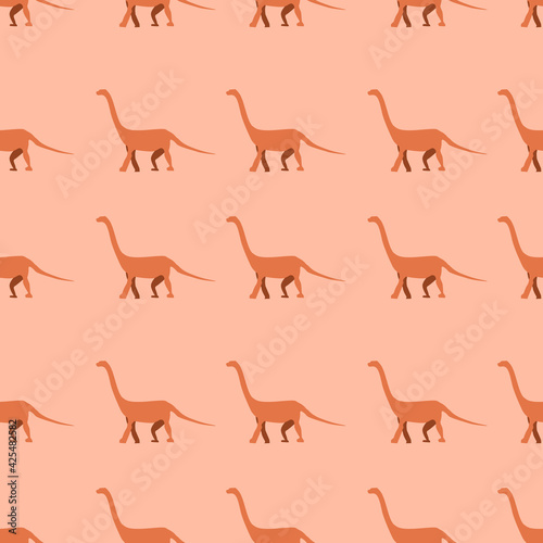 Dinosaur illustrations. Brachiosaurus. Background on the wall. Pattern