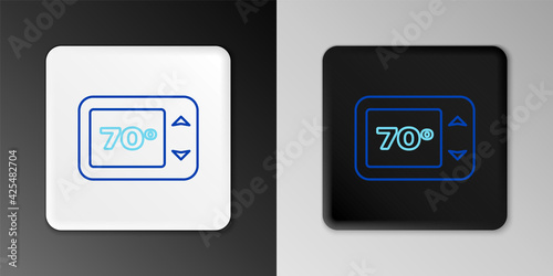 Line Thermostat icon isolated on grey background. Temperature control. Colorful outline concept. Vector