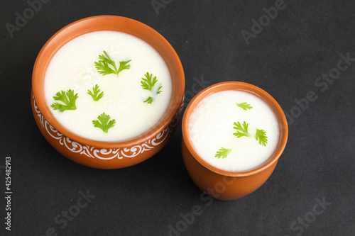 Summer cooler Buttermilk drink. Made of yogurt. Buttermilk made with yogurt.