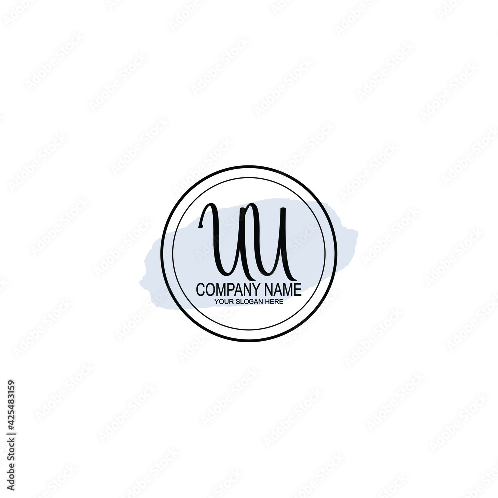 UU Initials handwritten minimalistic logo template vector