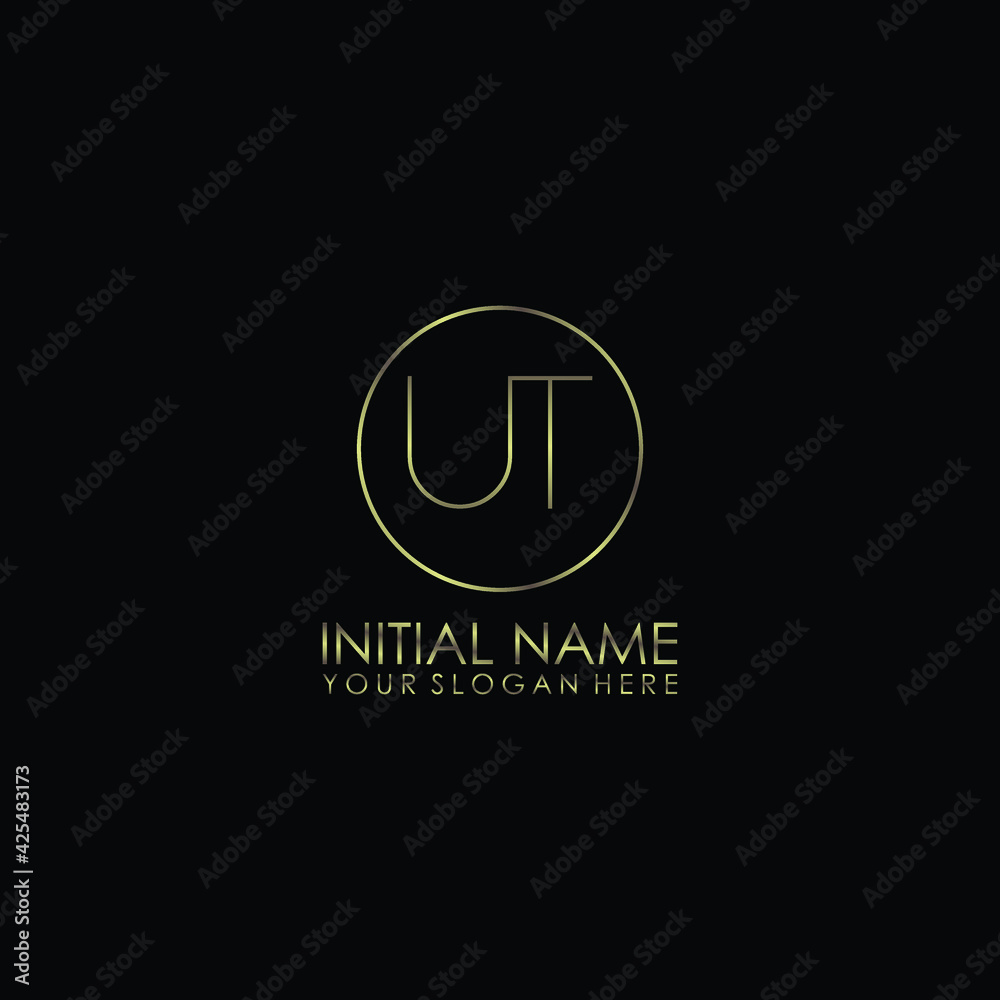 UT Initials handwritten minimalistic logo template vector UT Initials handwritten minimalistic logo template vector
