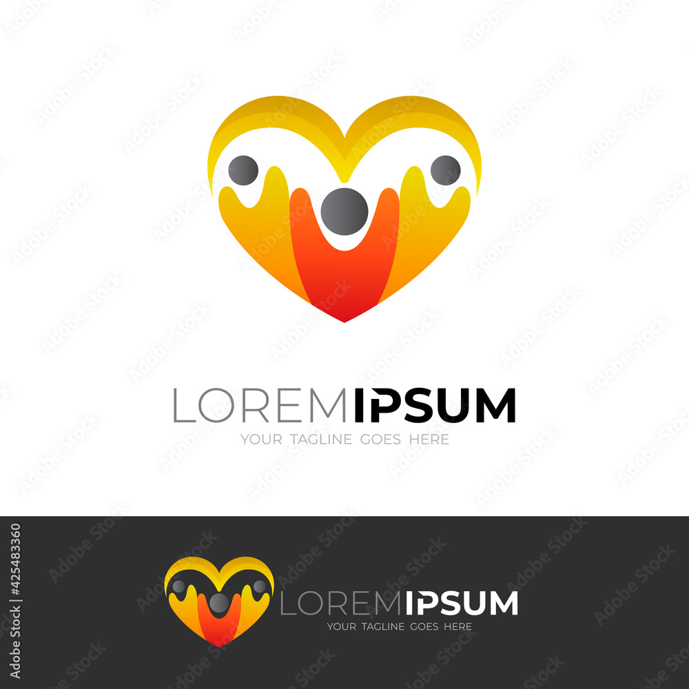 Fototapeta premium Family logo with love design combination.simple logo