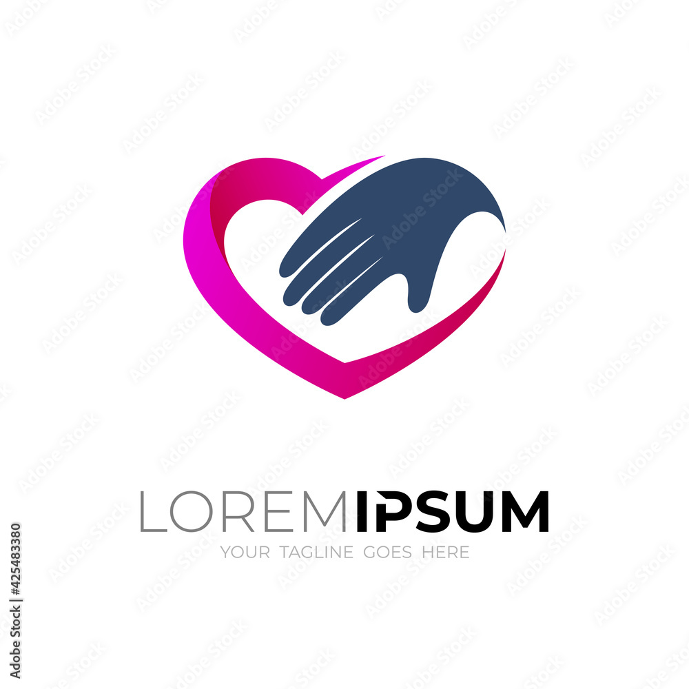 Simple logo with love design template, charity icons Simple logo with love design template, charity icons