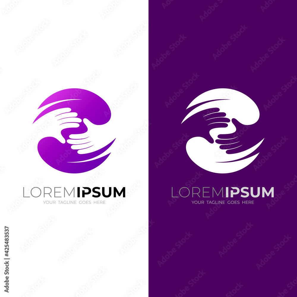 Handshake design vector, circle icon and charity logos Handshake design vector, circle icon and charity logos