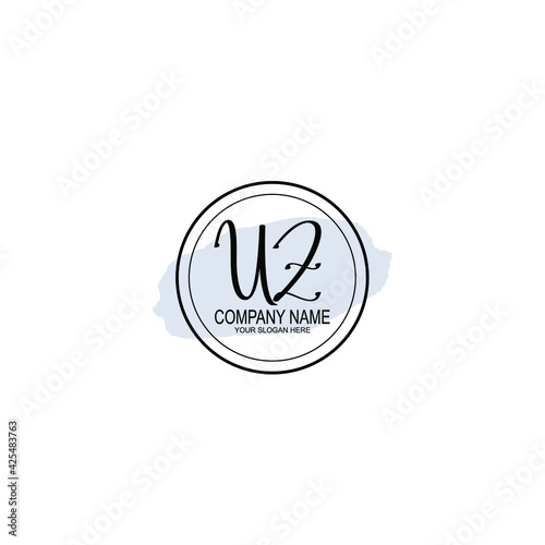 UZ Initials handwritten minimalistic logo template vector