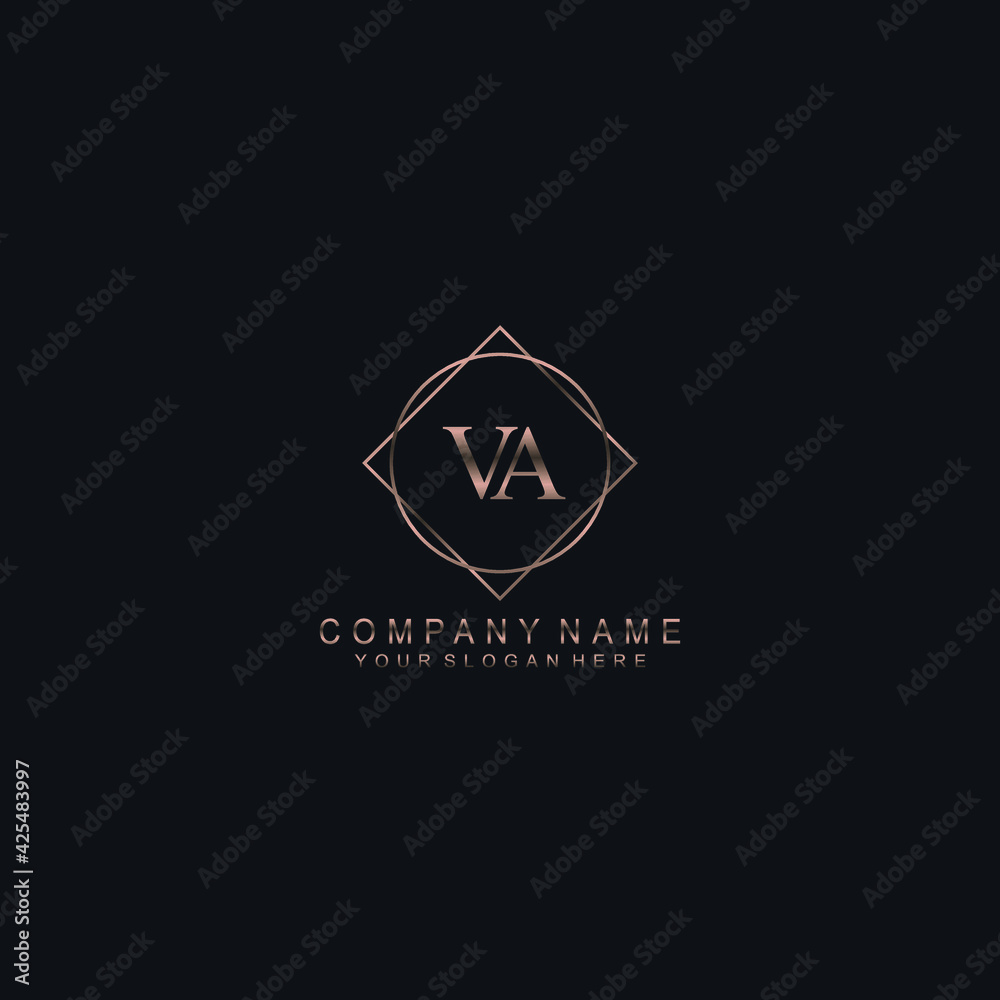 VA Initials handwritten minimalistic logo template vector VA Initials handwritten minimalistic logo template vector