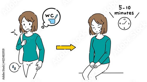 Illustration of a woman who endures urine leakage