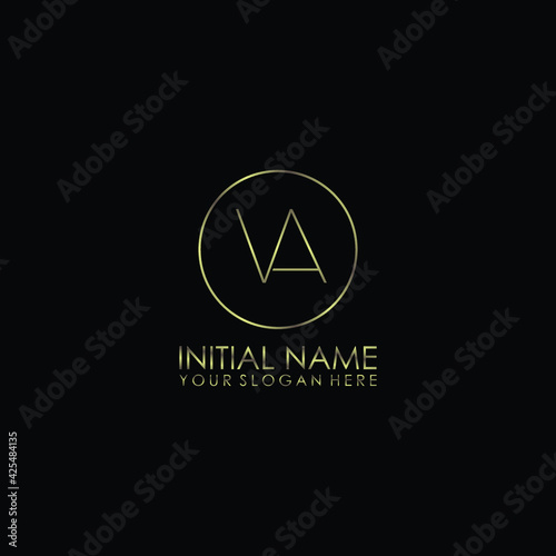 VA Initials handwritten minimalistic logo template vector