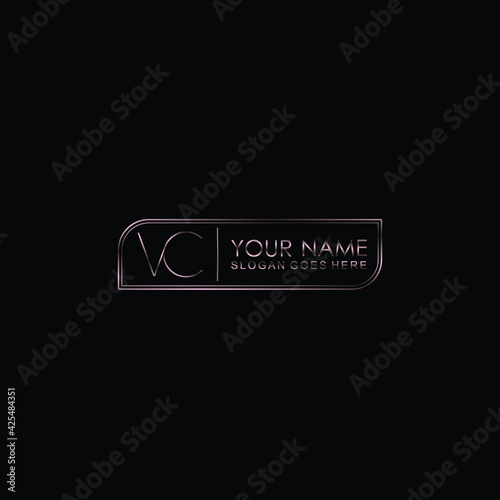 VC Initials handwritten minimalistic logo template vector