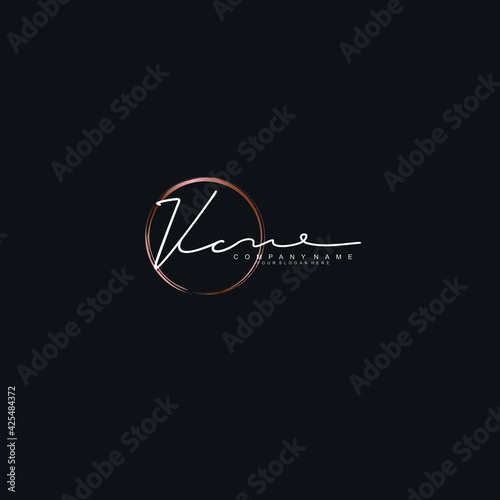VC Initials handwritten minimalistic logo template vector