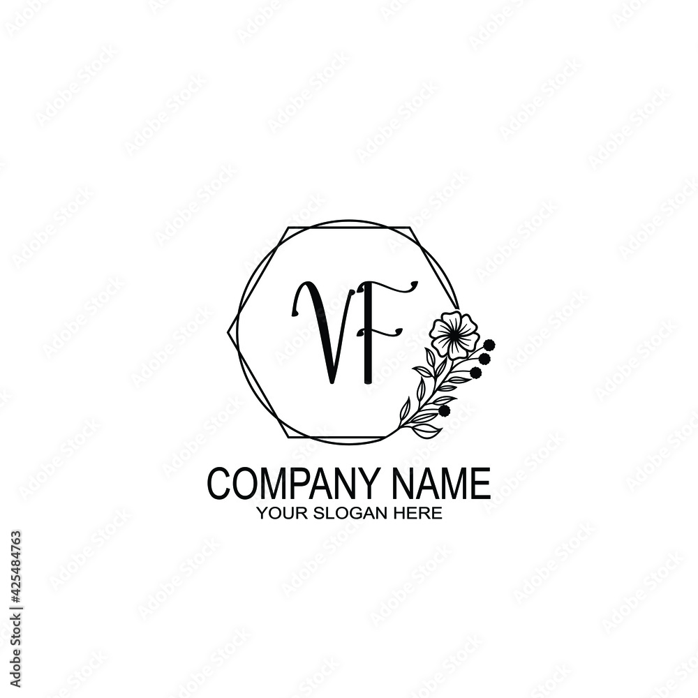VF Initials handwritten minimalistic logo template vector VF Initials handwritten minimalistic logo template vector