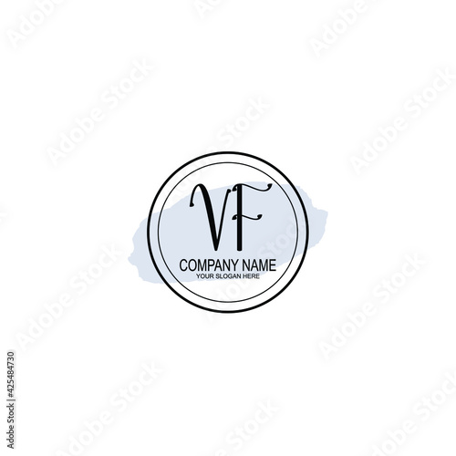 VF Initials handwritten minimalistic logo template vector