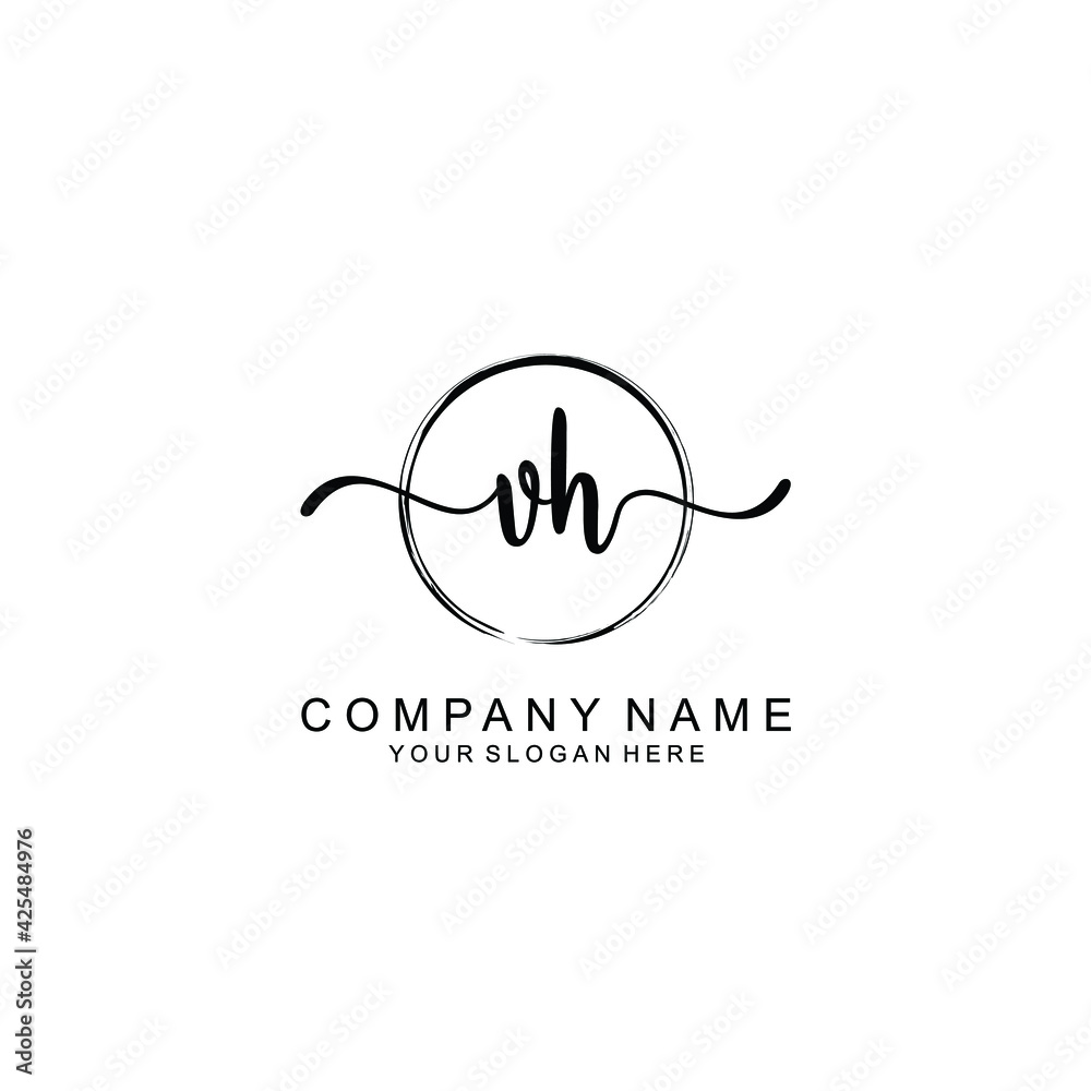 VH Initials handwritten minimalistic logo template vector VH Initials handwritten minimalistic logo template vector