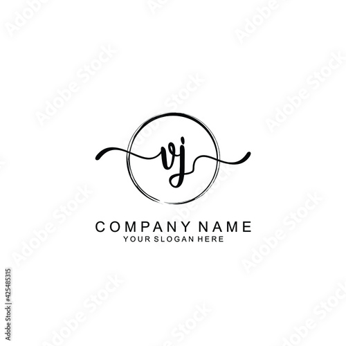 VJ Initials handwritten minimalistic logo template vector