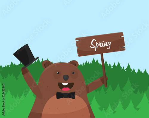 Happy Groundhog Day design with cute groundhog