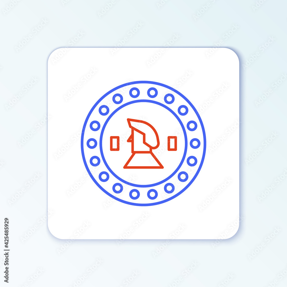 Line Pirate coin icon isolated on white background. Colorful outline concept. Vector Line Pirate coin icon isolated on white background. Colorful outline concept. Vector
