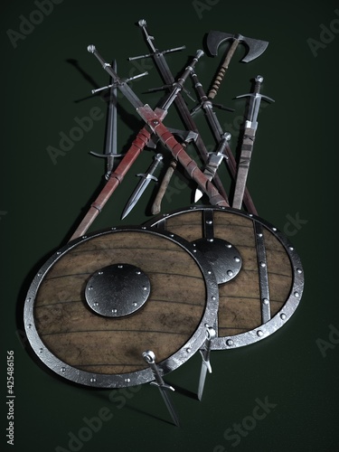 Ancient edged weapons. 3d illustration