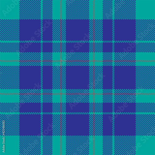 Pixel background vector design. Modern seamless pattern plaid. Square texture fabric. Tartan scottish textile. Beauty color madras ornament.