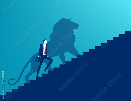 The shadow of a lion reflects leadership