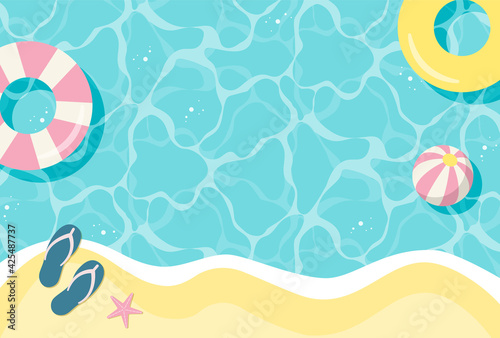 summer vector background with beach illustrations for banners, cards, flyers, social media wallpapers, etc. © mar_mite_