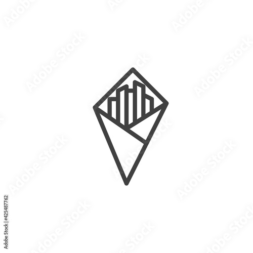 French fries cone line icon