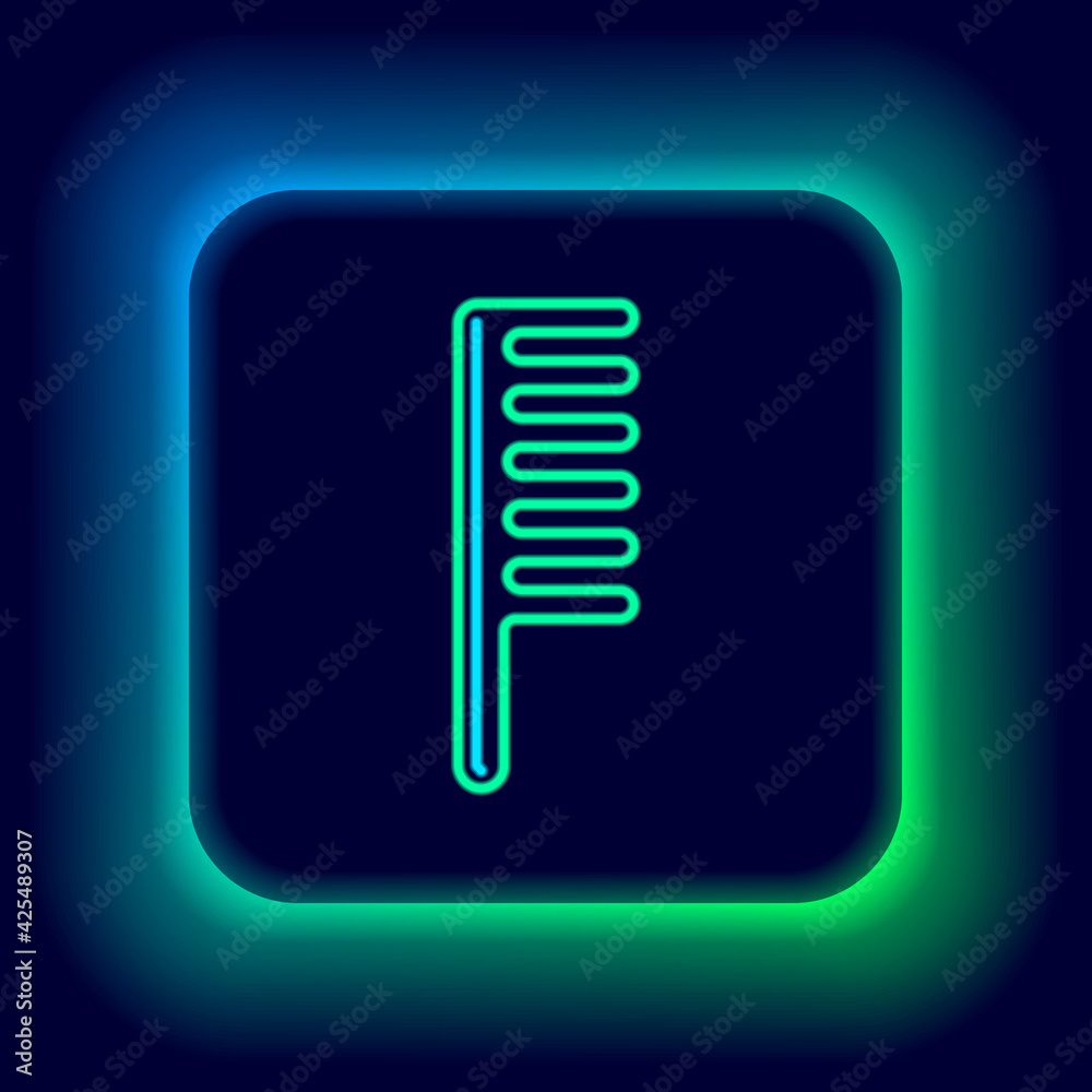 Glowing neon line Hairbrush icon isolated on black background. Comb hair sign. Barber symbol. Colorful outline concept. Vector Glowing neon line Hairbrush icon isolated on black background. Comb hair sign. Barber symbol. Colorful outline concept. Vector