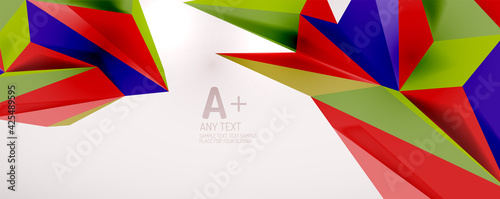 Vector triangle geometric backgrounds. Low poly 3d shape on light backdrop. Vector illustration for covers  banners  flyers and posters and other designs