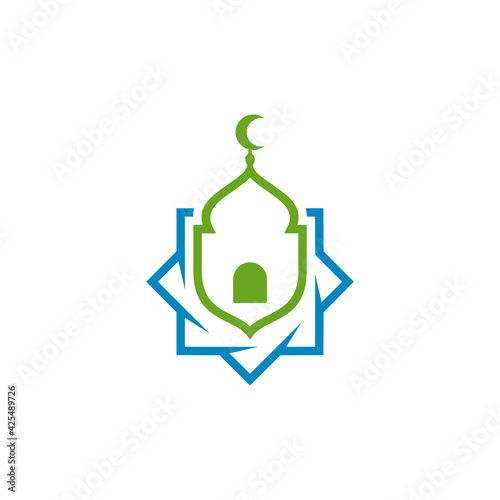 Mosque logo design vector illustration, Creative Islamic logo design concept template, symbols icons
