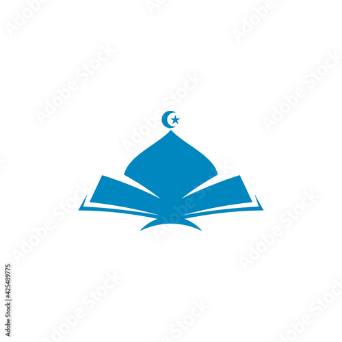 Book with Mosque logo design vector illustration, Creative Islamic logo design concept template, symbols icons