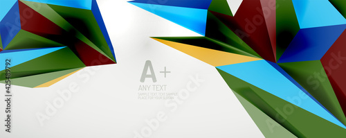 Vector triangle geometric backgrounds. Low poly 3d shape on light backdrop. Vector illustration for covers  banners  flyers and posters and other designs