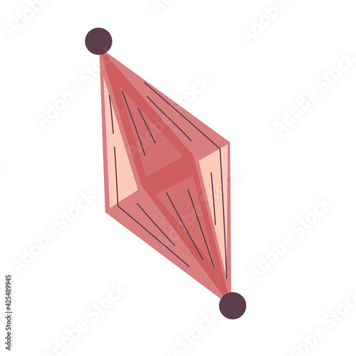 Crystal for palmistry isolated on white background. Flat illustration with lines. Esoteric vector. Vector hand drawing. A mystical drawing. Isolated illustration